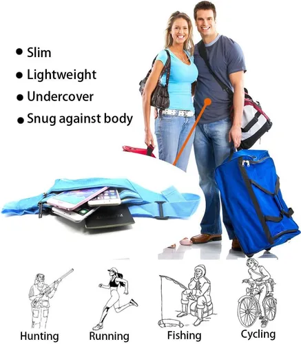 Miniatura 44 de Bolsa de cintura ultrafino con ranuras c/visualización para tarjeta de crédito, para deportes, aire libre, correr, caminar, viajes.