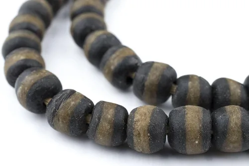 Miniatura 7 de The Bead Chest Cuentas africanas Kente - Hilo completo de cuentas de vidrio Krobo (negro)