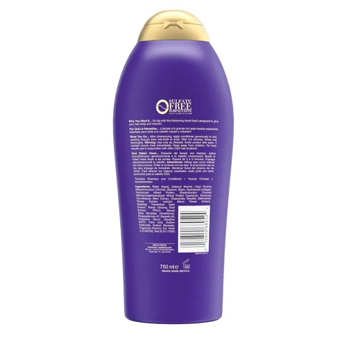 Miniatura 9 de OGX Acondicionador voluminizador extra fuerte de biotina y colágeno para cabello más grueso y completo, 25.4 onzas líquidas