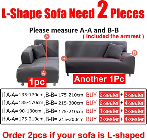 Miniatura 3 de Funda de sofá elástica, funda de asiento en forma de L, funda de sofá, funda para silla reclinable, chaise, silla, 1/2/3/4 asientos