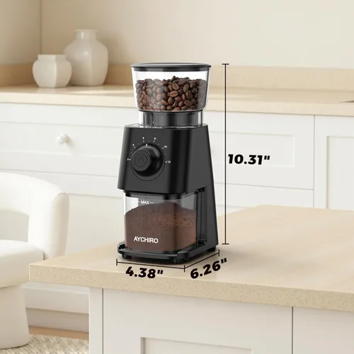 Miniatura 6 de AYCHIRO Molinillo de café eléctrico, molinillo de granos de café para uso doméstico con 30 ajustes de molienda, capacidad de 12 tazas para expreso