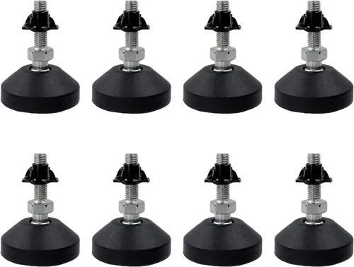 Miniatura 10 de Antrader 4 copas de pie ajustables con rosca M8, base de nailon reforzado, pies articulados de 2 pulgadas de diámetro, patas de muebles, longitud