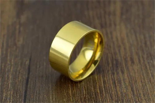 Miniatura 4 de Fashion Month Anillo de acero inoxidable de 0.394in de ancho para hombre y mujer, color plateado, oro rosa de 18 quilates, banda grande y pulida
