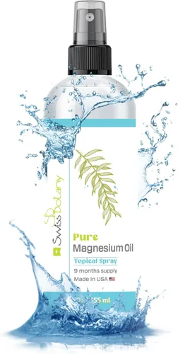 Spray de aceite de magnesio puro, espray de magnesio para pies, 12 onzas líquidas (dura 9 meses), espray tópico orgánico de magnesio de grado USP,