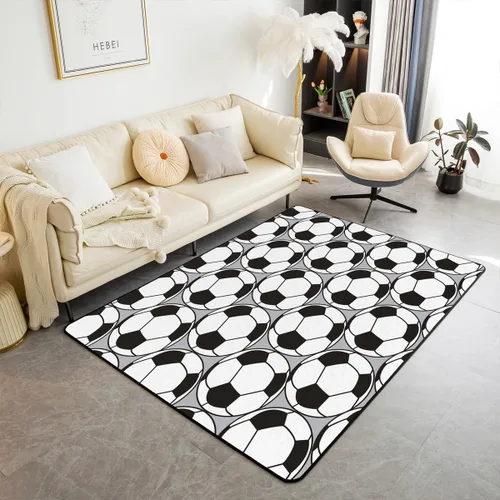 Miniatura 8 de Alfombra de rugby de 3 x 5 pies para sala de estar, para dormitorio, niños, niñas, mujeres, hombres, azul, para comer dormir, fútbol, decoración
