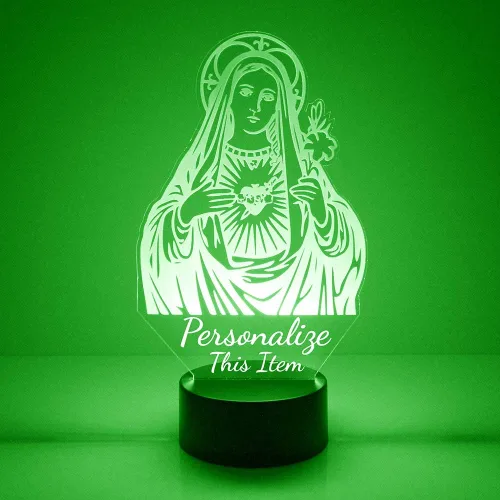 Miniatura 2 de MMS - Lámpara de luz nocturna LED personalizada Virgen María, personalizada con tu nombre o texto, la lámpara de luz más grande del mercado, grabado