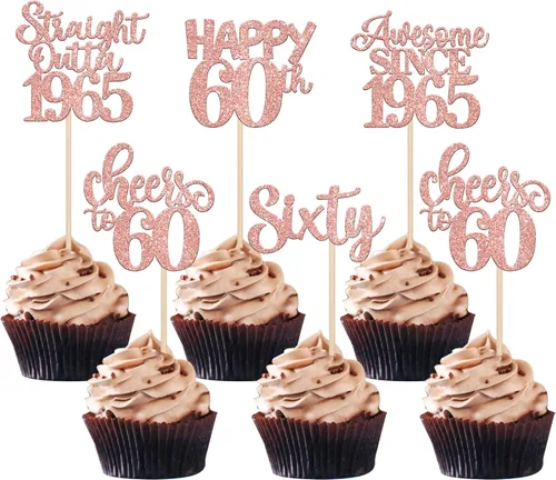Miniatura 16 de Paquete de 30 adornos para cupcakes de 10º cumpleaños con purpurina recta hacia fuera de 2016, Happy 10th Ten Awesome Since 2016, 10 fabulosas