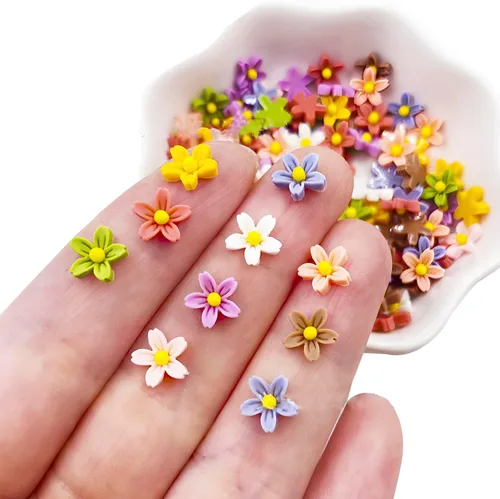 220 flores de margaritas de resina para manualidades, casa de muñecas, miniaturas de resina, pequeñas flores de margaritas para jardín de hadas,