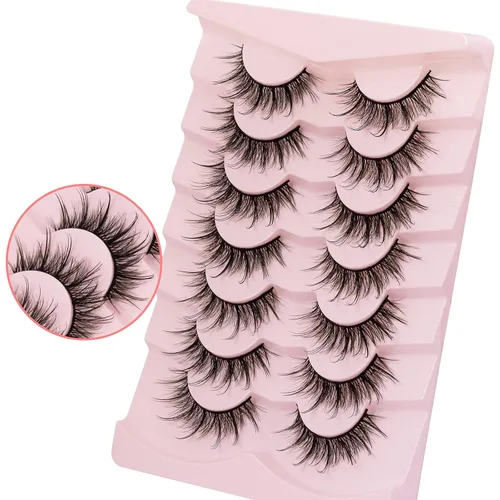 Miniatura 6 de DYSILK Pestañas esponjosas de visón, pestañas de visón, 7 pares de pestañas de visón sintético 8D, pestañas postizas de aspecto natural, pestañas