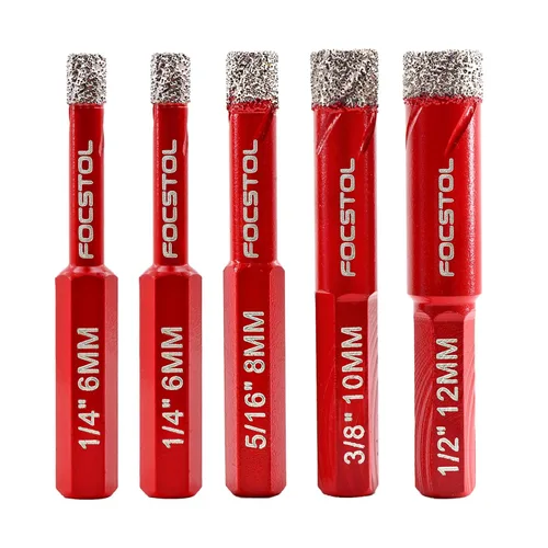 Miniatura 14 de FOCSTOL - Broca de núcleo de diamante de 1-3/8 pulgadas, 2 piezas de sierra de diamante de 1.378 in con vástago hexagonal para azulejos