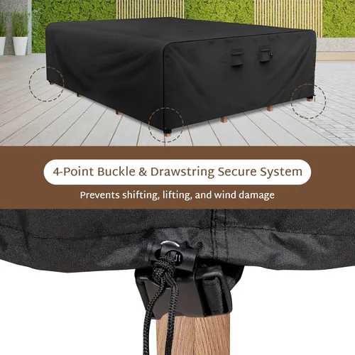 Miniatura 5 de iBirdie Juego de fundas para muebles de patio al aire libre, 180 x 96 pulgadas, impermeable, resistente a la intemperie, 600D para mesa de comedor