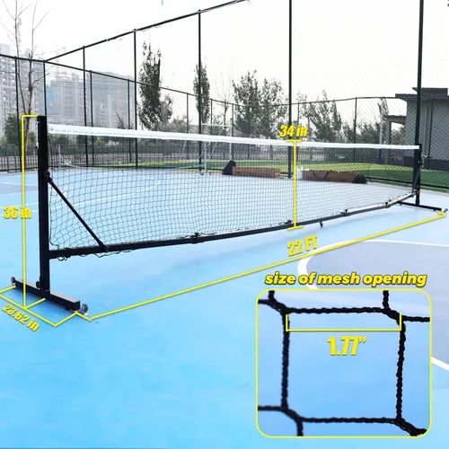 Miniatura 3 de Seliyoo Red de pickleball portátil con ruedas, torneo de 22 pies, cabrestante de mano galvanizado, poste resistente, juego de red de bolas
