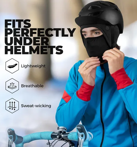 Miniatura 5 de Tough Headwear Skull Cap with Mask Men, Winter Running Gear, Motorcycle Winter Gear, Helmet Liners, Ski Hat, Thermal Beanie