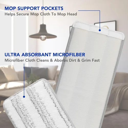 Miniatura 2 de Juego de almohadillas de limpieza de microfibra para fregona plana: 10 paquetes de almohadillas lavables de 13 x 4.9 pulgadas para limpieza