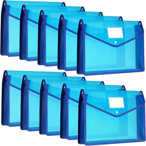 Miniatura 18 de Carpetas de plástico para archivos, 10 piezas, sobre expandible, carpeta organizadora de documentos con cierre a presión y bolsillo, bolsa Negro