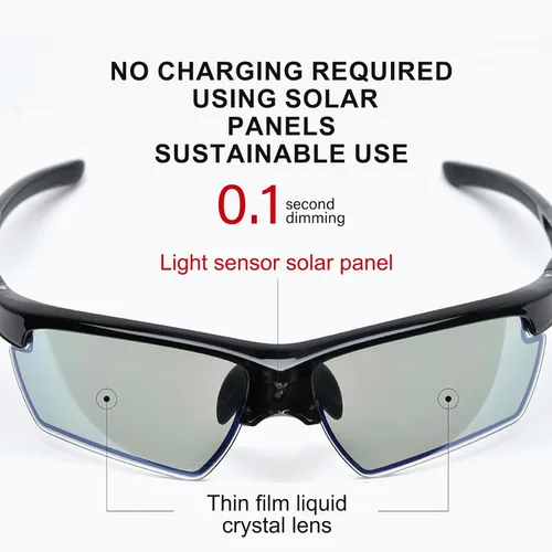 Miniatura 3 de Gafas de sol adaptativas accionadas por energía solar, lentes polarizadas fotocrómicas rápidas electrocrómicas 0.1s, gafas UV400 para los deportes