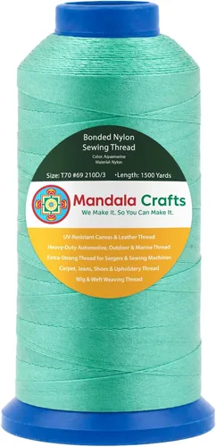 Miniatura 64 de Mandala Crafts - Hilo de nailon para coser cuero, tapicería, mezclilla y para trenzar el pelo; resistente, 1500 yardas, tamaño 69 T70 Marrón