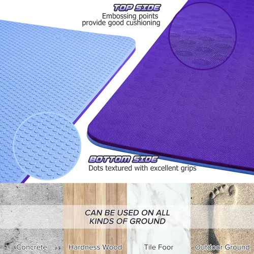 Miniatura 3 de JELS - Tapete de yoga extra grueso, 2/5 pulgadas, diseño ergonómico 3D antideslizante, material TPE certificado SGS, tapete de yoga para hombres