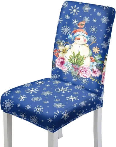 Miniatura 20 de HUGS IDEA Merry Christmas Dining Room Chair Covers Cute Sheep Kitchen Chair Covers Stretch Dining Chairs Cover Set of 6 Parsons Chairs Slipcovers