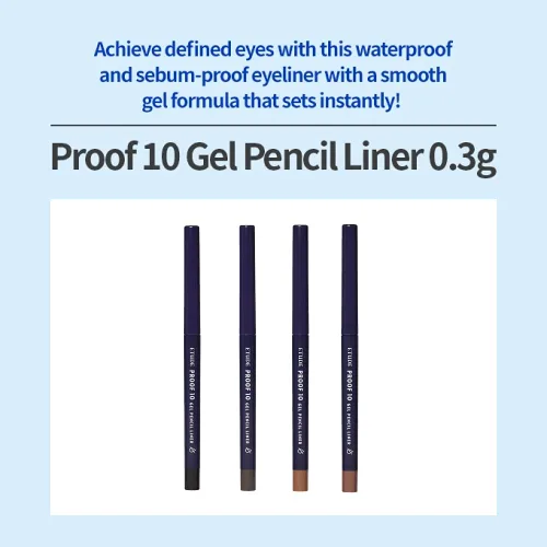 Miniatura 3 de ETUDE Proof 10 delineador de ojos de gel, delineador de ojos con tonos portátiles, punta afilable, textura cremosa de gel, forro de precisión Negro