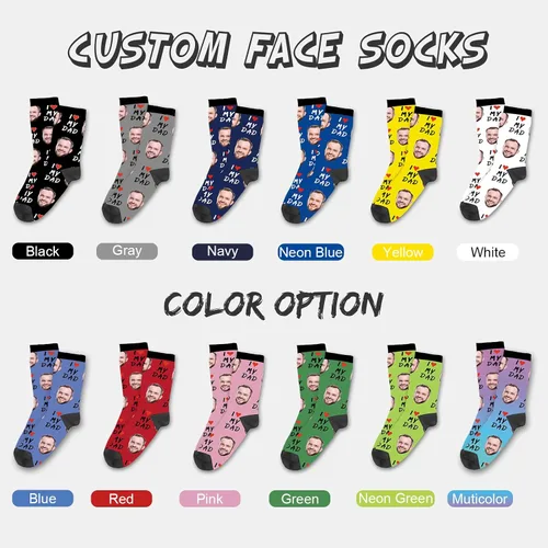 Miniatura 4 de Yofair Calcetines personalizados con foto – Calcetines divertidos personalizados con imagen – Regalos de Navidad personalizados para hombres