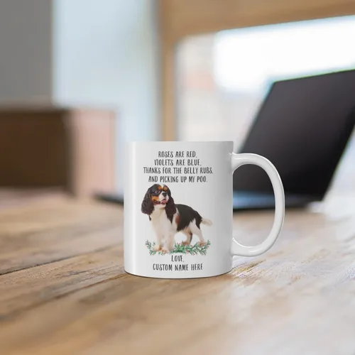 Miniatura 6 de Regalos divertidos para los amantes de las mascotas, Cavalier King Charles Spaniel Tri Color Nombre Personalizado Roses Are Red Violets Are Blue Dog