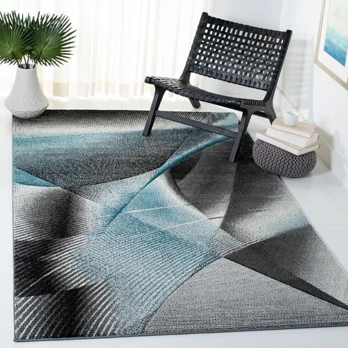 Miniatura 14 de SAFAVIEH Hollywood Collection - Alfombra decorativa de 2 pies 7 pulgadas x 5 pies, gris y azul, diseño moderno de mediados de siglo, no desprende