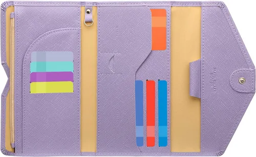 Miniatura 83 de Zoppen - Billetera de viaje con bloqueo RFID multiusos (Ver.4) Portatarjetas de pasaporte y vacunas, organizador de documentos de tres pliegues