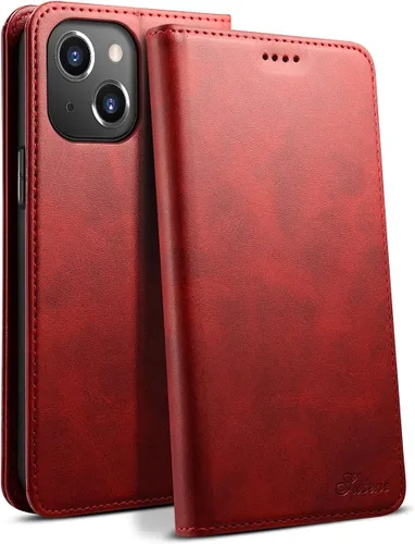 Miniatura 9 de SINIANL Funda compatible con iPhone 13, funda tipo cartera para iPhone 13 con soporte para tarjetas, funda plegable de cuero con función atril