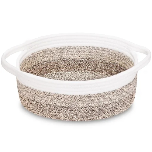 ABenkle Cesta Pequeña con Asas - Contenedor de Almacenamiento Tejido de Cuerda Decorativo Duradero Cubo Organizador de Estante, Cesta de Regalo de