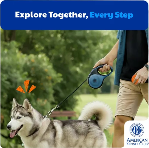 Miniatura 7 de American Kennel Club Correa retráctil resistente para perro, 16.4 pies, sin enredos, agarre ergonómico, freno de una mano, para perros medianos