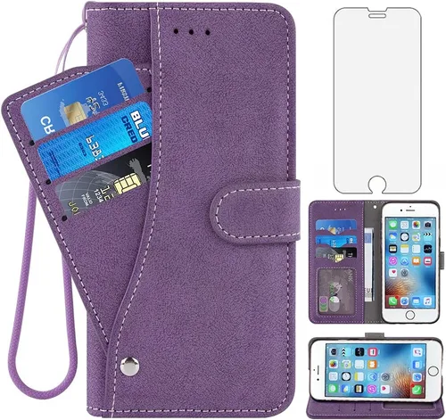 Miniatura 8 de Funda compatible con iPhone 6plus 6splus 6/6s Plus y protector de pantalla de vidrio templado, funda para tarjetero/tarjetero, fundas para teléfono