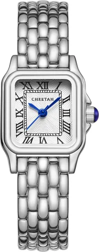 Miniatura 10 de CHEETAH - Relojes de oro para mujer con pulsera vintage pequeña, caja rectangular y esfera romana