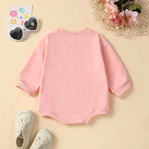 Miniatura 26 de Traje de bebé niña para el primer día de San Valentín, mameluco de burbujas con cuello redondo, sudadera linda para primavera y otoño