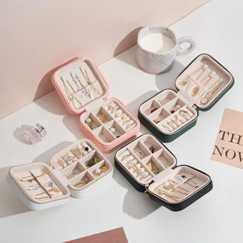 Miniatura 6 de EXUBERTREE Organizador de joyas portátil de viaje Joyero para mujer Organizador de viaje de joyería para anillos, aretes, collar, pulsera