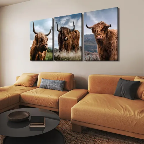 Miniatura 38 de 3 piezas modernas de lienzo de león de animales salvajes, pinturas de retratos de familia de leones, decoración de pared, obras de arte de sala