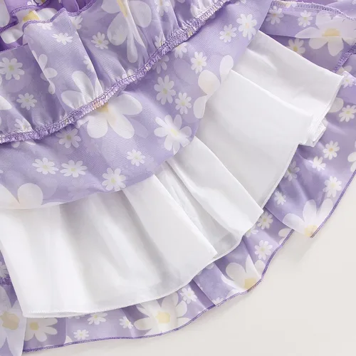 Miniatura 8 de Vestido de verano para niñas pequeñas, vestido de princesa de gasa, vestido de tutú floral, ropa de playa con tirantes, falda de verano para niña