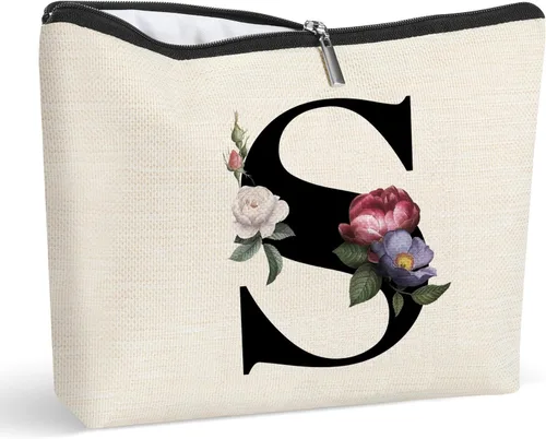 Miniatura 22 de Bolsa de maquillaje personalizada con inicial para mujer, bolsa de cosméticos con monograma, regalo de cumpleaños para mamá, regalo de dama