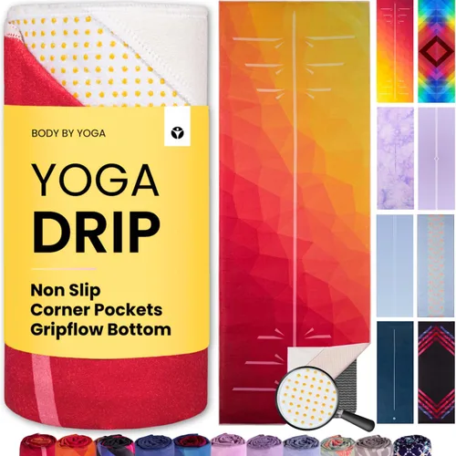 Miniatura 10 de Toalla de yoga con agarre de yoga, toalla antideslizante para esterilla de yoga caliente con bolsillos en las esquinas, agarre antideslizante