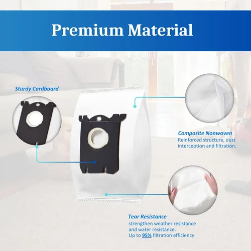 Miniatura 3 de Paquete de 10 bolsas de repuesto para aspiradora compatibles con Electrolux S Bag Classic EL200F EL8500