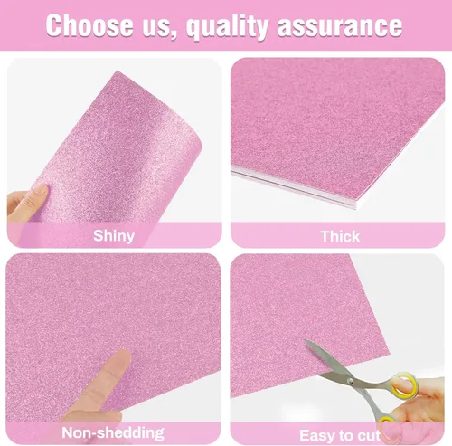 Miniatura 4 de Sukh Papel de Cartulina con Purpurina Rosa - Papel de Cartulina para Manualidades A4 Grueso Colorido para Navidad, San Valentín, Caja de Regalo