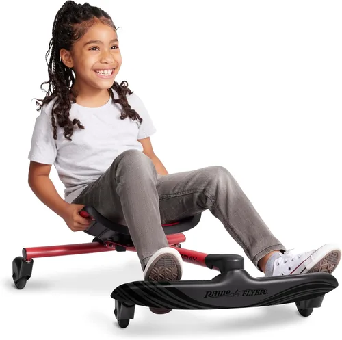 Radio Flyer Stingray Patinete de conducción con deriva divertida para niños de 3 a 8 años, acción de giro de 360°, asiento ajustable para niños en