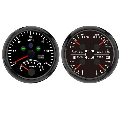ELING Juego de 2 medidores de 3.346 in 120 MPH Velocímetro GPS Speedo Medidor con tacómetro 0-8000RPM 4 en 1 Medidor multifunción Presión de aceite
