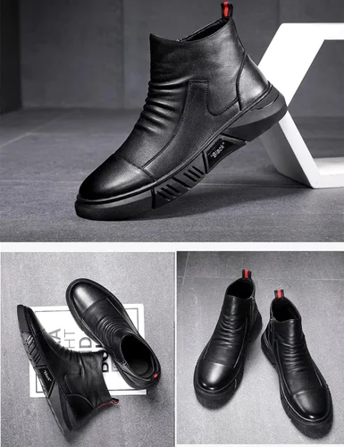 Miniatura 3 de Keilinia Botas de cuero casuales de alta calidad italianas negras para hombre, botines antideslizantes que absorben los golpes para otoño 2022