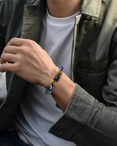 Miniatura 4 de Zodiac Triple Protection Bracelet Evil Eye Hematite Obsidian Tiger Eye Chakra Healing Crystal Bead for Men Women Good Luck Spiritual Jewelry