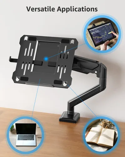 Miniatura 7 de MOUNTUP Soporte para computadora portátil para escritorio, soporte de monitor 2 en 1 con bandeja para laptop con capacidad para 2.2-22 libras