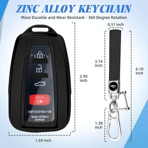 Miniatura 6 de MILD EAST - Funda para llavero de Toyota con llavero de cuero, estuche remoto envolvente de TPU premium compatible con Toyota Avalon Highlander