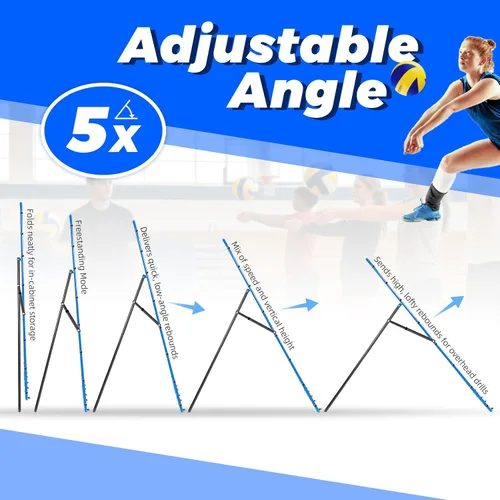 Miniatura 3 de Sistema de red de rebote de voleibol 2 en 1, ajustable de 7 x 4 pies a 4 x 4.5 pies, red de rebote de 4 ángulos, equipo de entrenamiento para Azul