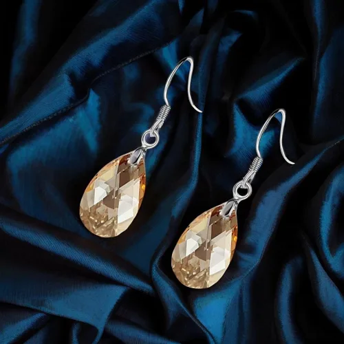 Miniatura 84 de Aretes colgantes de cristal austriaco con forma de lágrima para mujer, joyería hipoalergénica de plata de ley 925
