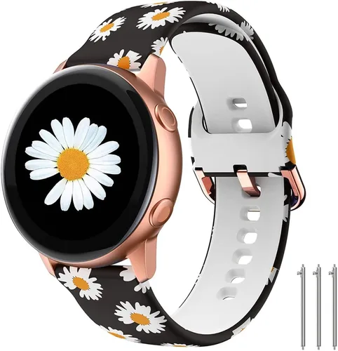 Miniatura 31 de Correas florales compatibles con Samsung Active 2, Watch Band de 1.575 pulgadas/1.732 pulgadas, Active Watch Band 1.575 pulgadas, correa de silicona